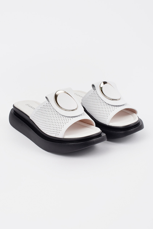 Bequeme Pantoletten in Weiß-Schwarz... Bequeme Pantoletten in Weiß-Schwarz...