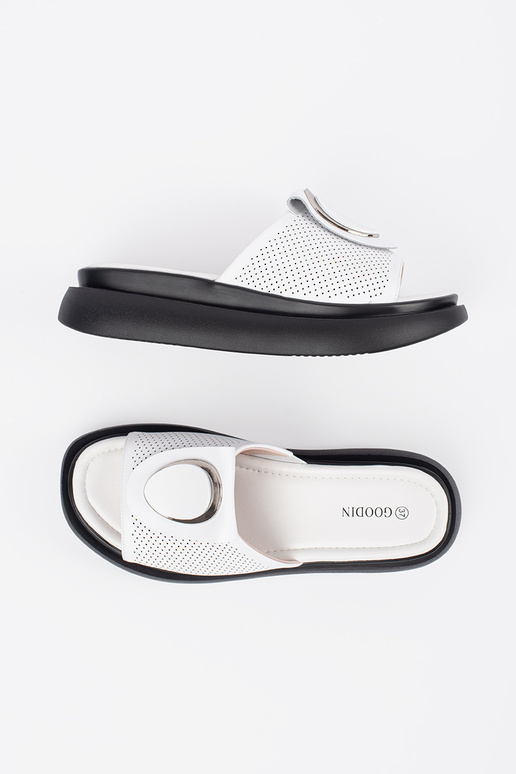 Bequeme Pantoletten in Weiß-Schwarz... Bequeme Pantoletten in Weiß-Schwarz...