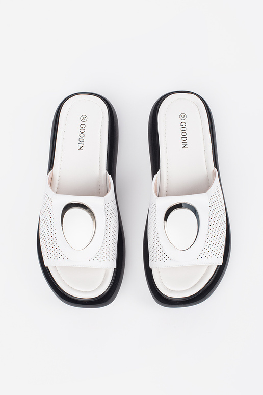 Bequeme Pantoletten in Weiß-Schwarz... Bequeme Pantoletten in Weiß-Schwarz...