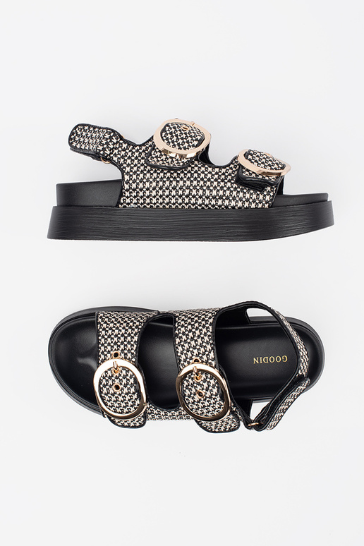 Schwarz-weiße Plateau-Sandalen Schwarz-weiße Plateau-Sandalen