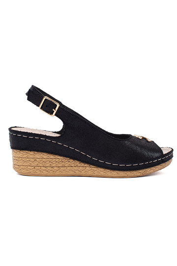 Schwarze Keilsandalen mit...