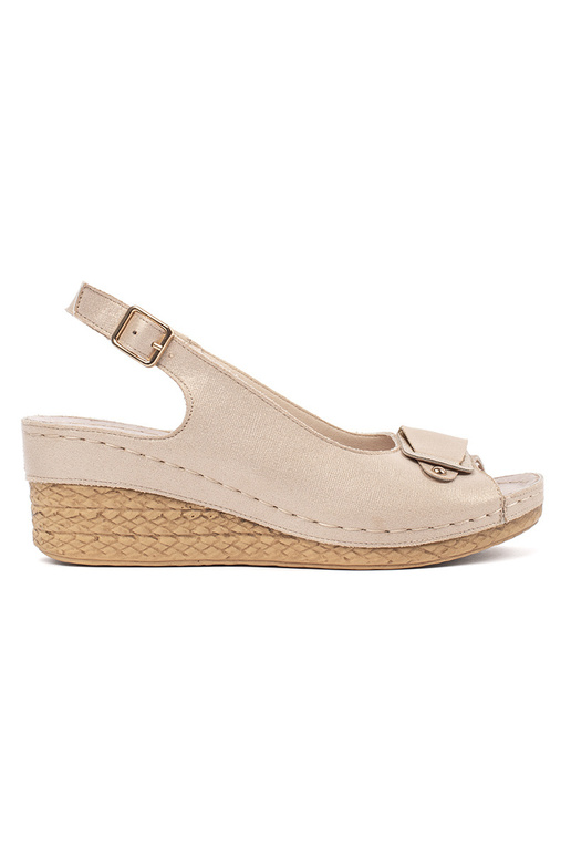 Sandfarbene Damengelsandalen auf... Sandfarbene Damengelsandalen auf...