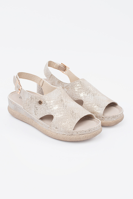 flache Sandalen mit Schnalle in Taupe flache Sandalen mit Schnalle in Taupe