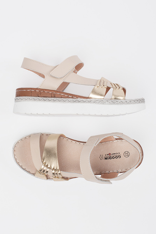 sandfarbene Sandalen mit Plateau und...