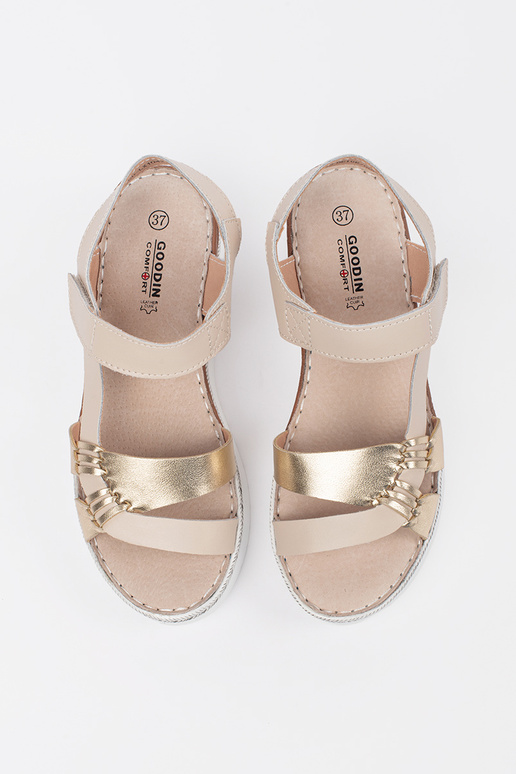 sandfarbene Sandalen mit Plateau und...