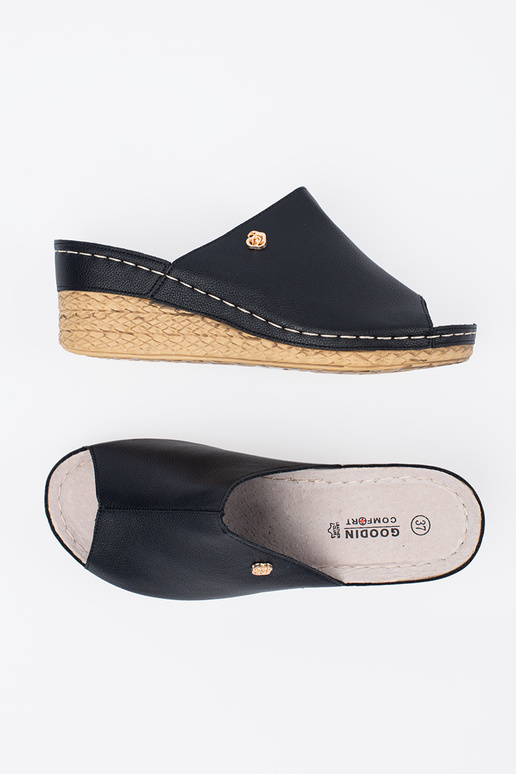 schwarze Wedgeslipper für Frauen schwarze Wedgeslipper für Frauen