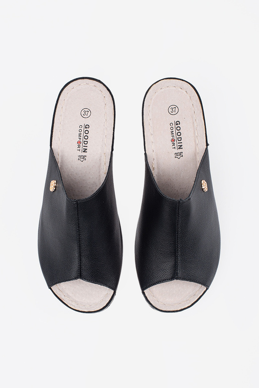 schwarze Wedgeslipper für Frauen schwarze Wedgeslipper für Frauen
