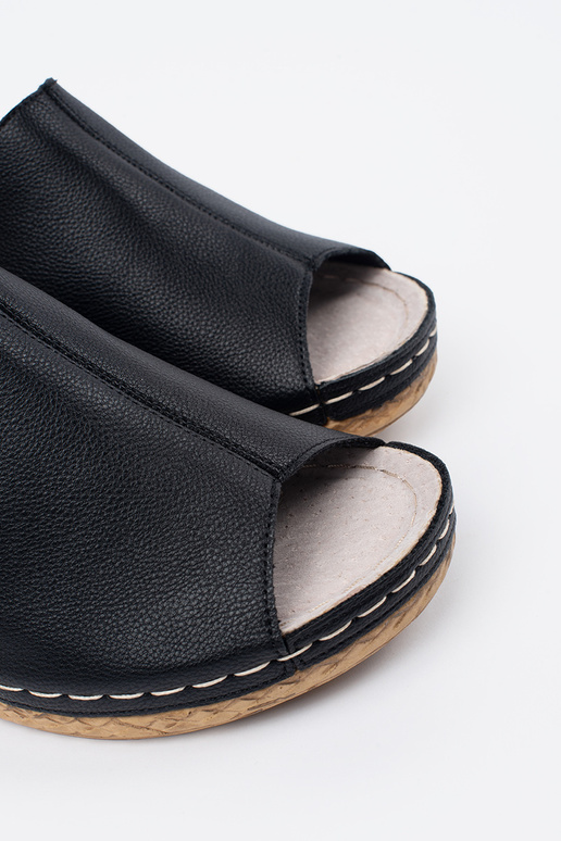 schwarze Wedgeslipper für Frauen schwarze Wedgeslipper für Frauen
