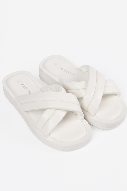 Damen Pantoletten mit Plateau in Weiß Damen Pantoletten mit Plateau in Weiß