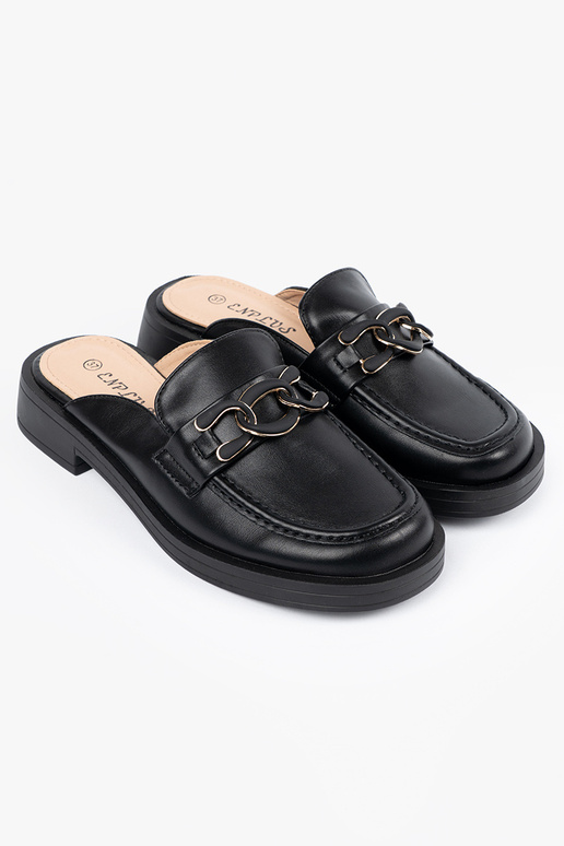 Schwarze Pantoletten aus Kunstleder... Schwarze Pantoletten aus Kunstleder...