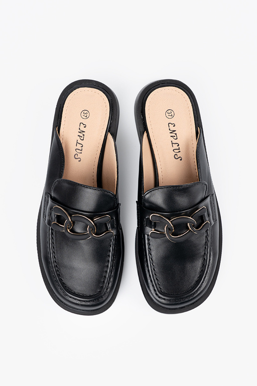 Schwarze Pantoletten aus Kunstleder... Schwarze Pantoletten aus Kunstleder...