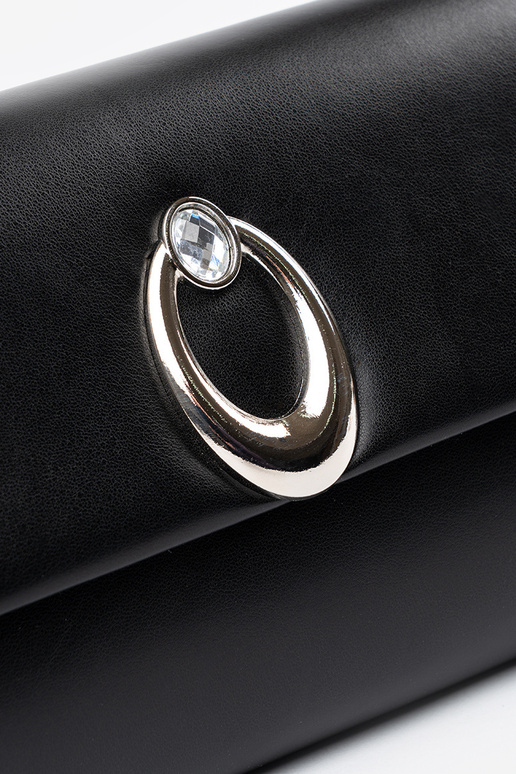 Schwarze Umschlaghandtasche mit...