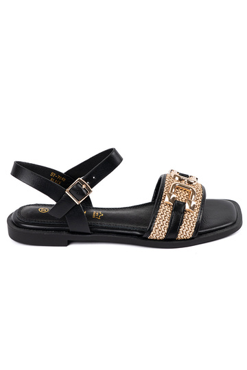 Damen schwarze Sandalen mit...