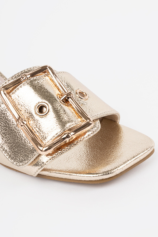 Damen Goldfarbene Absatzpantoffeln...