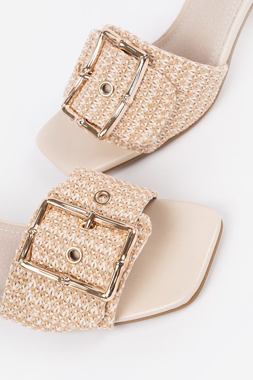 Damen Sandfarbene Absatzpantoffeln...