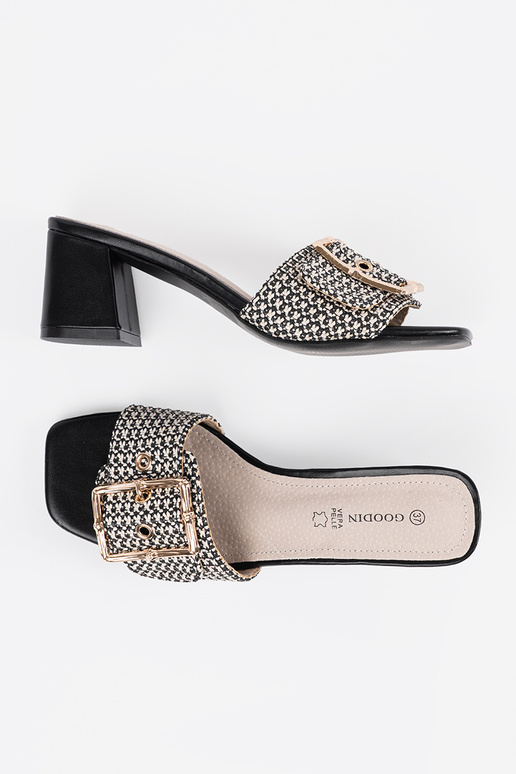 Damen Schwarz-Weiß Absatzpantoffeln...