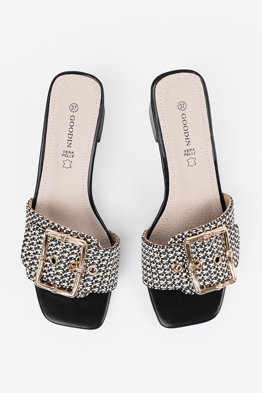 Damen Schwarz-Weiß Absatzpantoffeln...