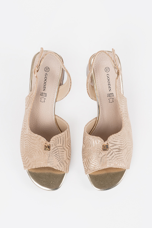 Sandfarbene Damen-Sandalen auf hohen... Sandfarbene Damen-Sandalen auf hohen...