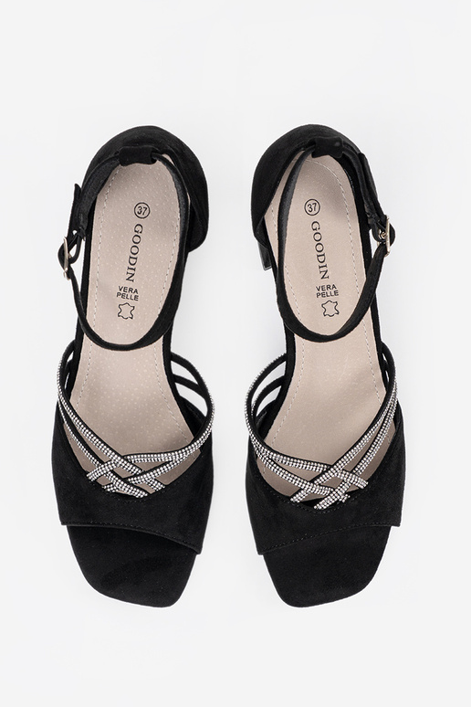 Schwarze Wildleder-Damen-Sandalen auf...