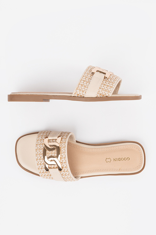 Damen Sandfarbene Pantoffeln mit... Damen Sandfarbene Pantoffeln mit...