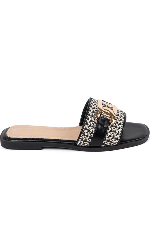 Damen Schwarz-Weiß Pantoffeln mit... Damen Schwarz-Weiß Pantoffeln mit...