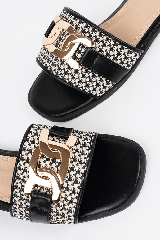 Damen Schwarz-Weiß Pantoffeln mit... Damen Schwarz-Weiß Pantoffeln mit...