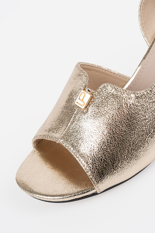 Goldene Wildleder-Damen-Sandalen auf... Goldene Wildleder-Damen-Sandalen auf...