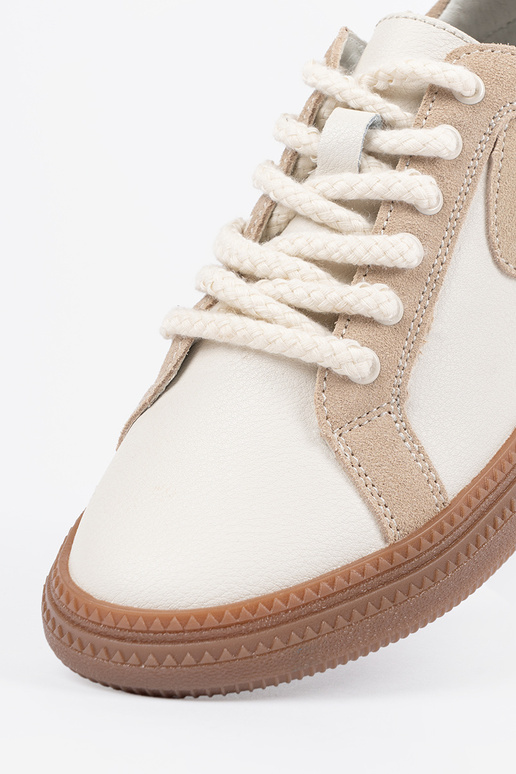 Weiße-beige Leder-Sport-Schuhe von...