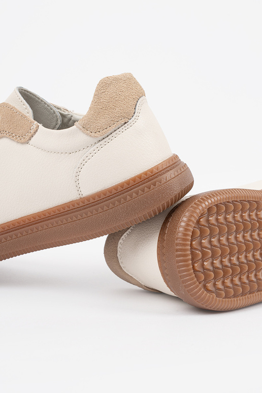 Weiße-beige Leder-Sport-Schuhe von...