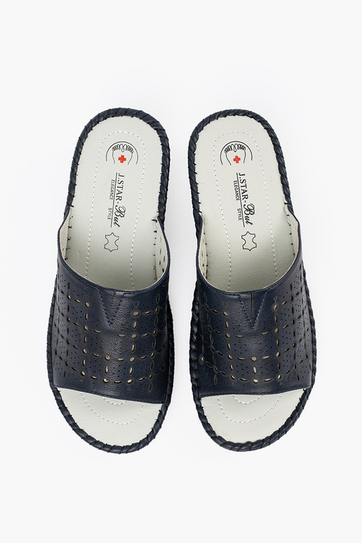 Damen Pantoletten auf Plateau in Blau