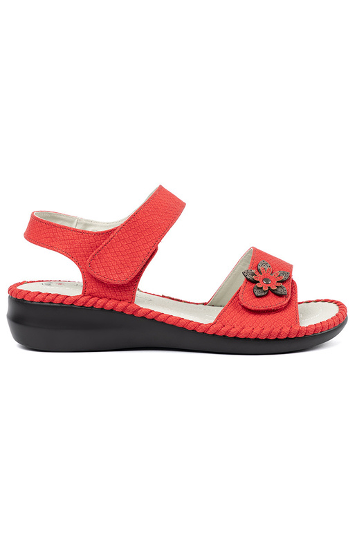 Sandalen mit Leder-Einlagen in Rot
