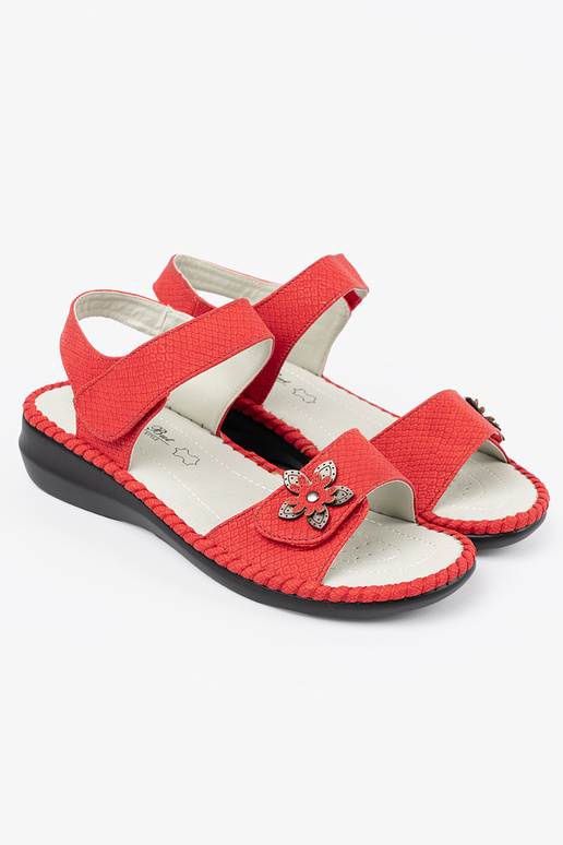 Sandalen mit Leder-Einlagen in Rot