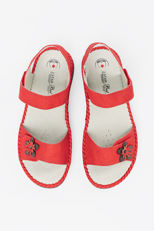 Sandalen mit Leder-Einlagen in Rot