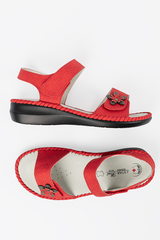 Sandalen mit Leder-Einlagen in Rot