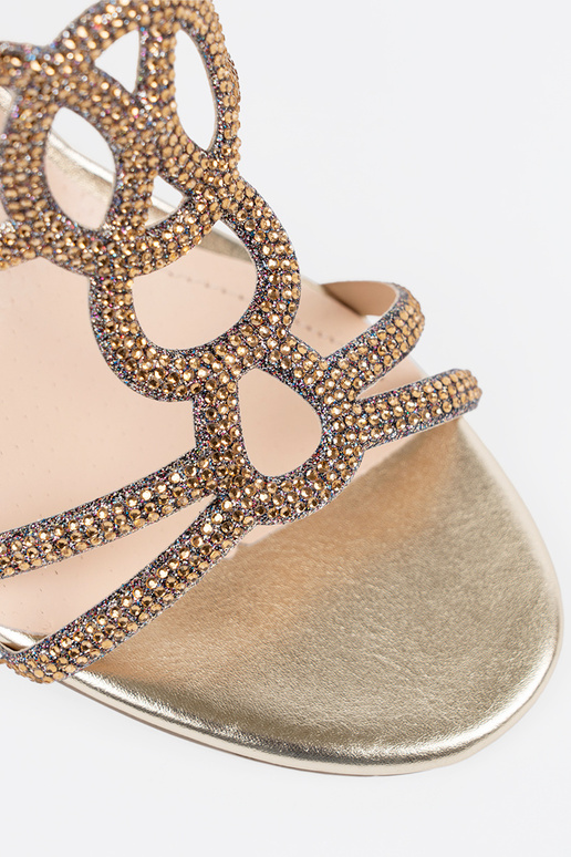 Goldfarbene Slipper mit Absatz,... Goldfarbene Slipper mit Absatz,...