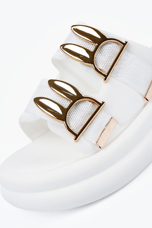 Weiße Schlappen mit goldenen...