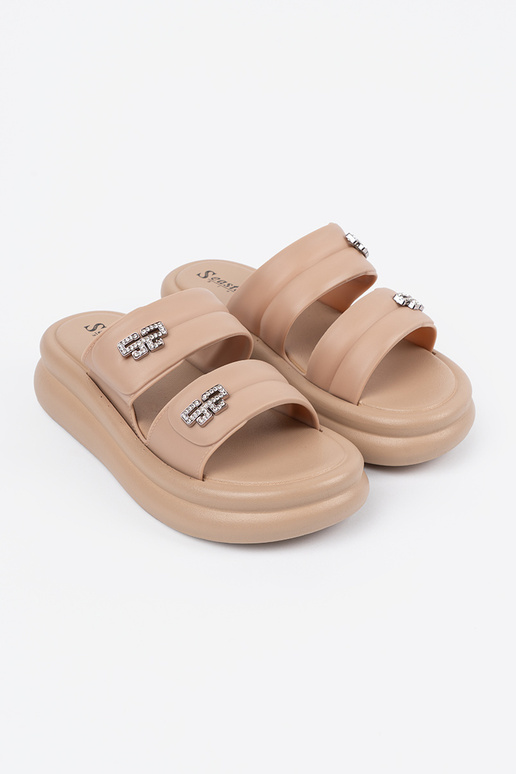 Beige Hausschuhe Frauen mit einer...