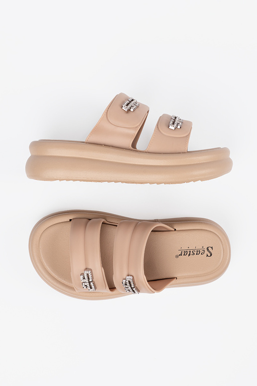 Beige Hausschuhe Frauen mit einer...