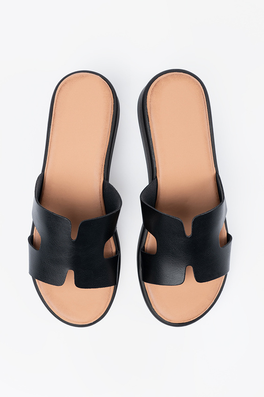 Schwarze Damen-Pantoletten mit Plattform Schwarze Damen-Pantoletten mit Plattform