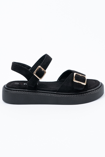 Schwarze Sandalen mit Schnalle