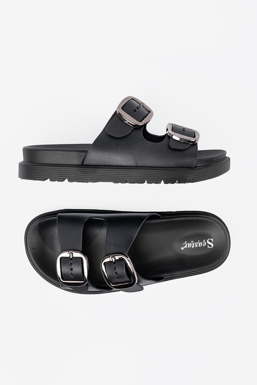 Schwarze Pantoletten mit silbernen... Schwarze Pantoletten mit silbernen...