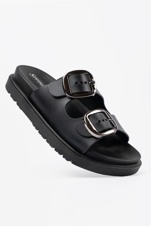 Schwarze Pantoletten mit silbernen... Schwarze Pantoletten mit silbernen...