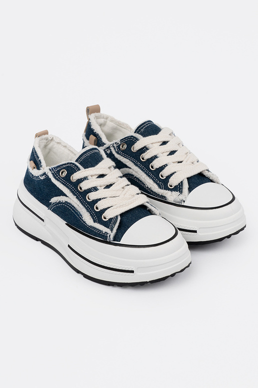 Dunkelblaue Damen Schuhe mit weißen...