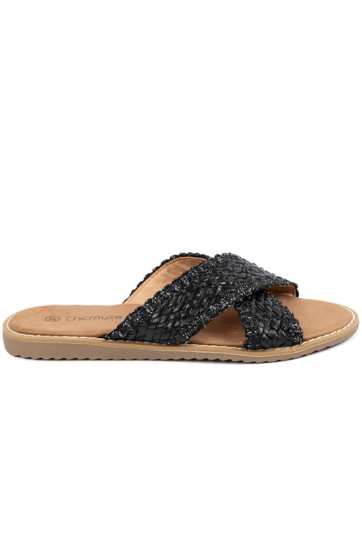 Schwarze Damen Slipper mit Mustern