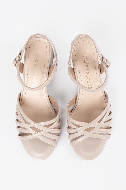 Sandfarbene Damen Sandalen, Sergio Leone Sandfarbene Damen Sandalen, Sergio Leone