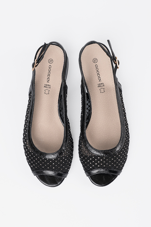 Sandalen mit dekorativem Netz in schwarz Sandalen mit dekorativem Netz in schwarz