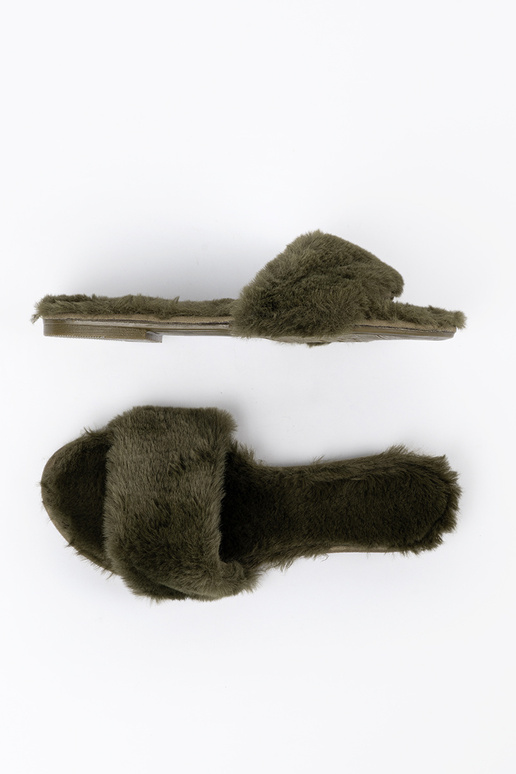 Grüne Damen Hausschuhe aus Fell Grüne Damen Hausschuhe aus Fell