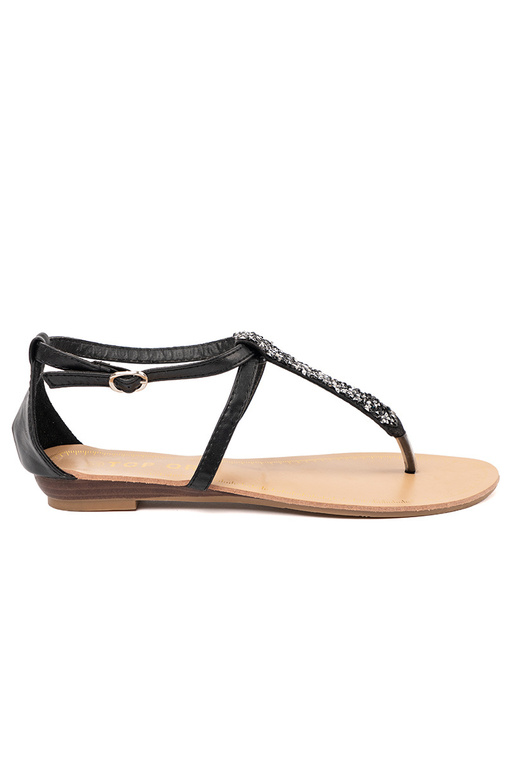 Flache schwarze Sandalen im... Flache schwarze Sandalen im...