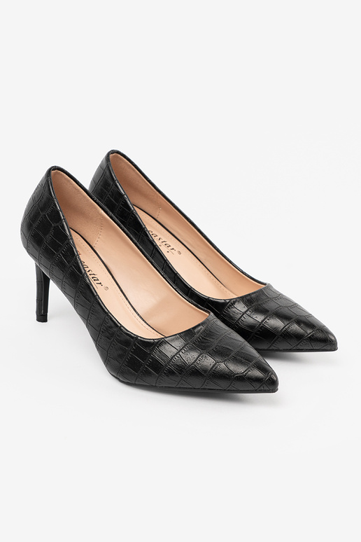 Schwarze klassische Pumps mit Muster Schwarze klassische Pumps mit Muster