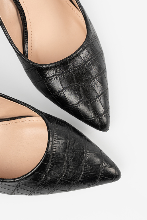 Schwarze klassische Pumps mit Muster Schwarze klassische Pumps mit Muster